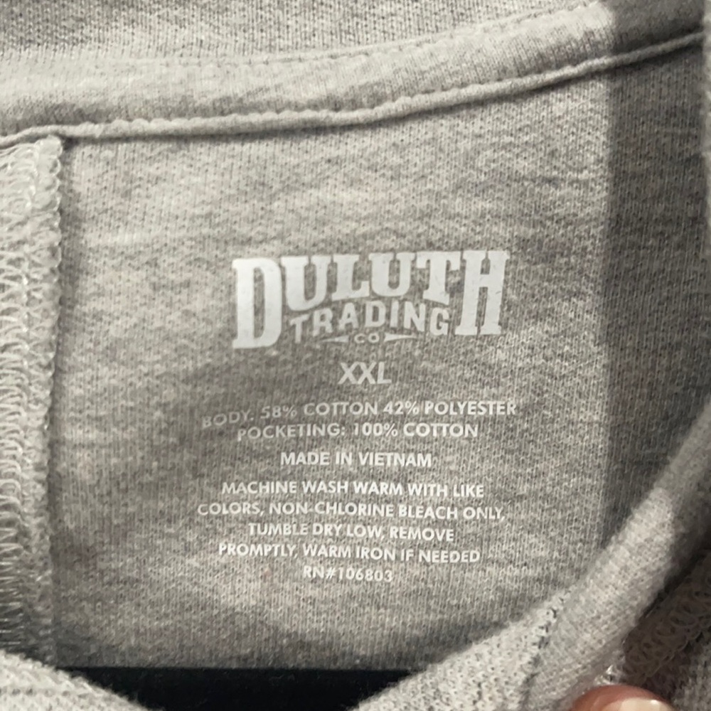 Duluth Trading sweatshirt.